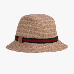 New Gucci Beige Interlocking G logo canvas hat for boys or girls